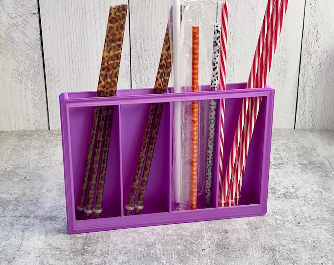 3D Printed Straw Organizer - Straw Holder - Kitchen Organizer -- Purple