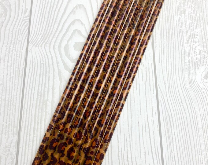 10 Plastic Reusable Leopard Drinking Straws - Party - Entertaining
