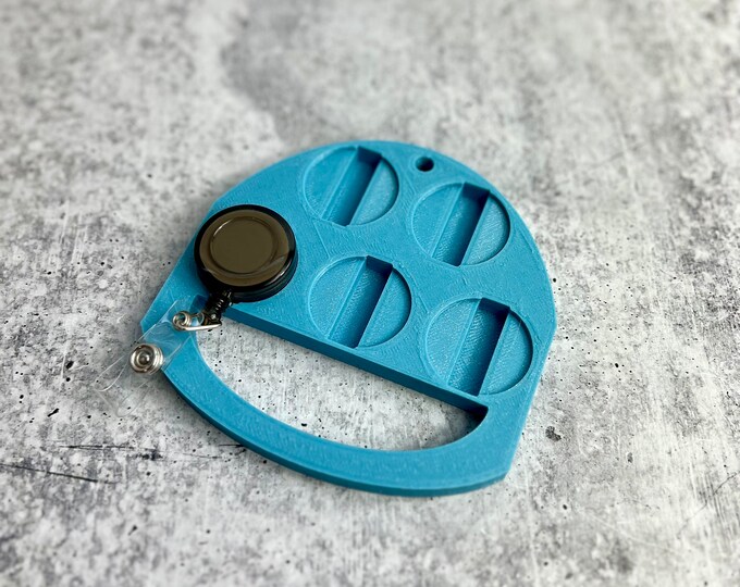 UV Badge Reel Holder - Glitter Badge Reel - Epoxy Badge Reel - Blue