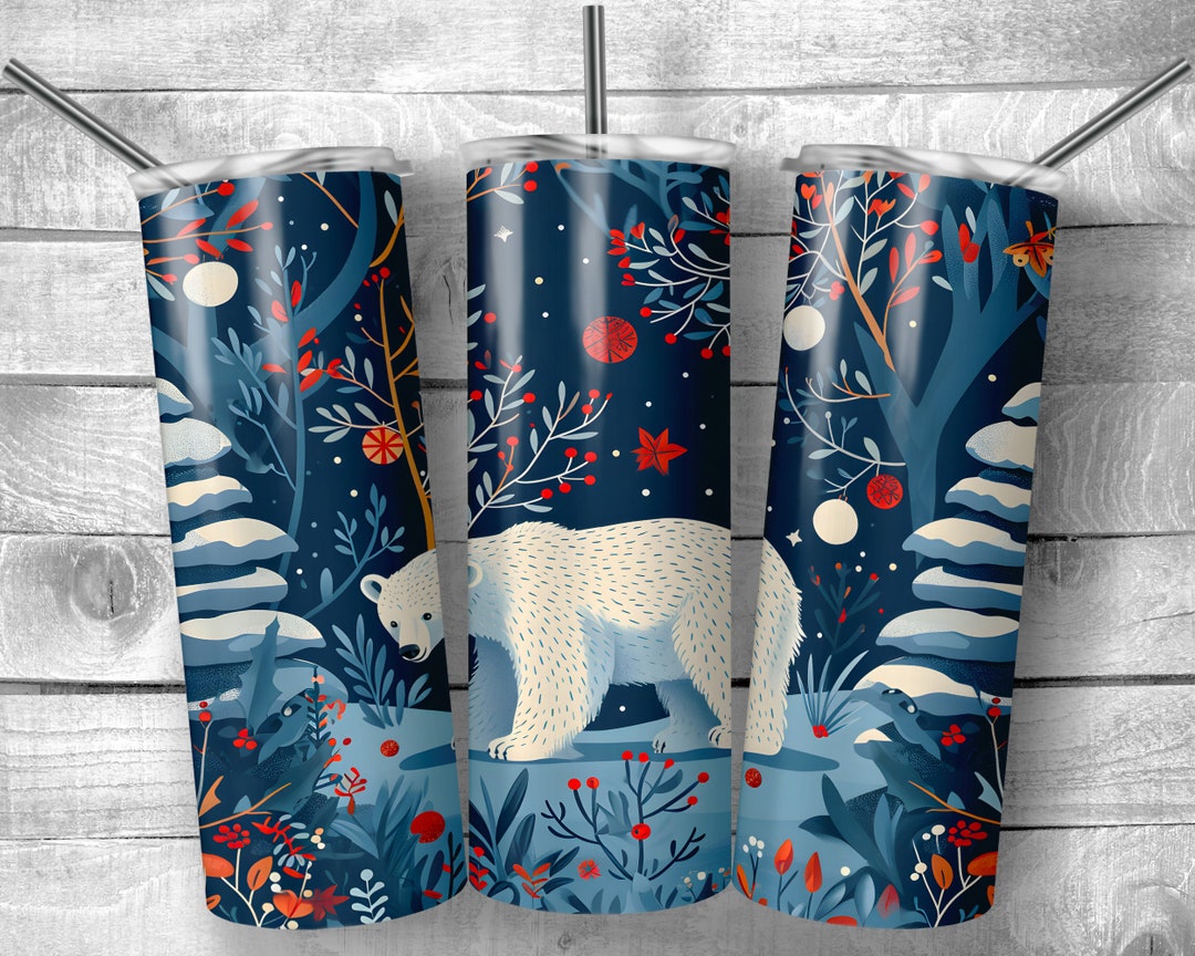 Cute Polar Bear | 20oz Sublimation Tumbler | 9.3 X 8.2” Straight Skinny ...