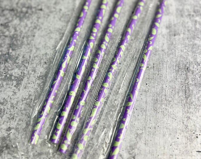 Plastic Reusable Halloween Theme Drinking Straws - Party - Entertaining - Ghost