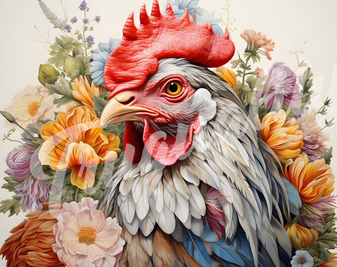Rooster JPG, Chicken Clipart - Printable Clipart, High Quality JPG Download, Farm Animal