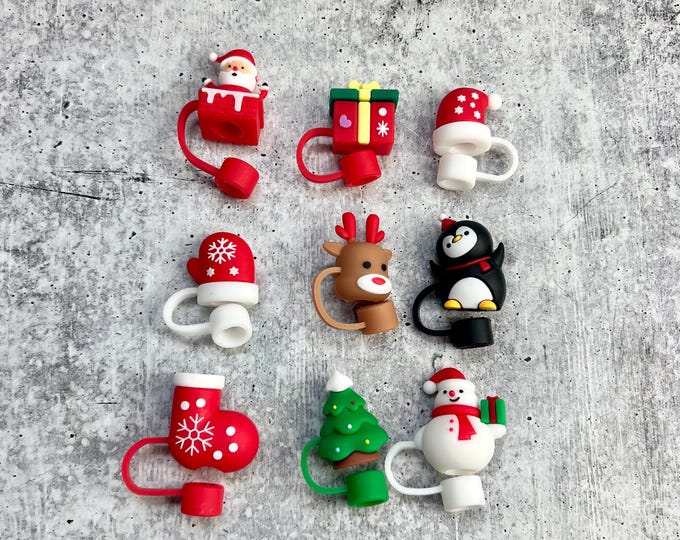 Christmas Straw Topper - 10MM Straws - Cute Straw Topper - Many Styles Available