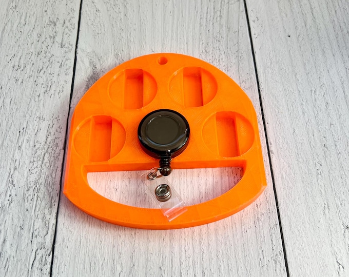 UV Badge Reel Holder - Glitter Badge Reel - Epoxy Badge Reel - Neon Orange