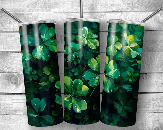 Clover | 20oz Sublimation Tumbler  | 9.3 x 8.2” Straight Skinny Tumbler Wrap | PNG Digital Download | Sublimation - St Patricks Day