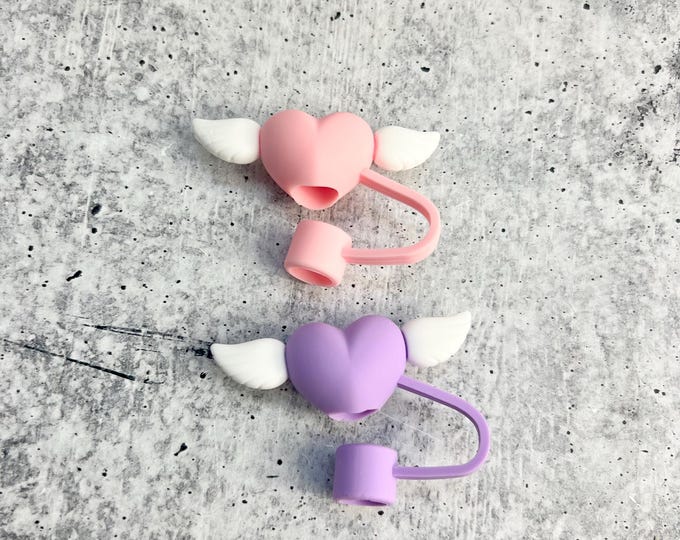 Set of 2 Heart Straw Toppers - 10MM Straws - Cute Straw Topper
