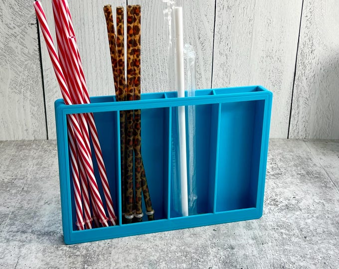 3D Printed Straw Organizer - Straw Holder - Kitchen Organizer -- Blue