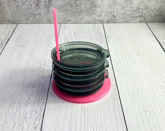 Tumbler Lid Stacking Organizer - Kitchen Organizer - 3D printed, compact - Pink Glitter