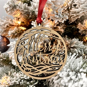 Merry Christmas Ornament | Simple, Rustic Christmas Ornament - Farmhouse | Decor | Christmas |