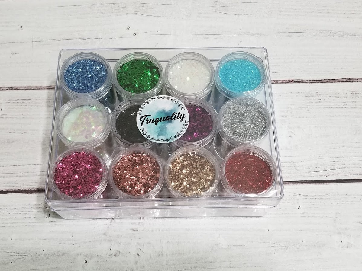 Glitter Sample Set with storage container Set of 12 glitters Etsy