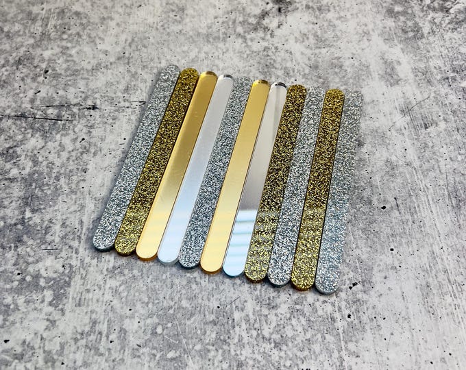 11 - Acrylic Craft Stir Sticks - Paint - Epoxy - Gold & Silver