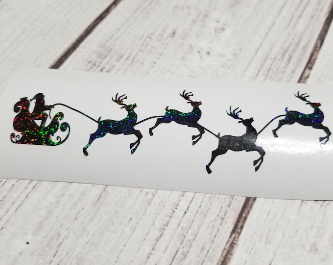 Santas Sleigh Vinyl Decal - 3.5 - 6 inches - Any color