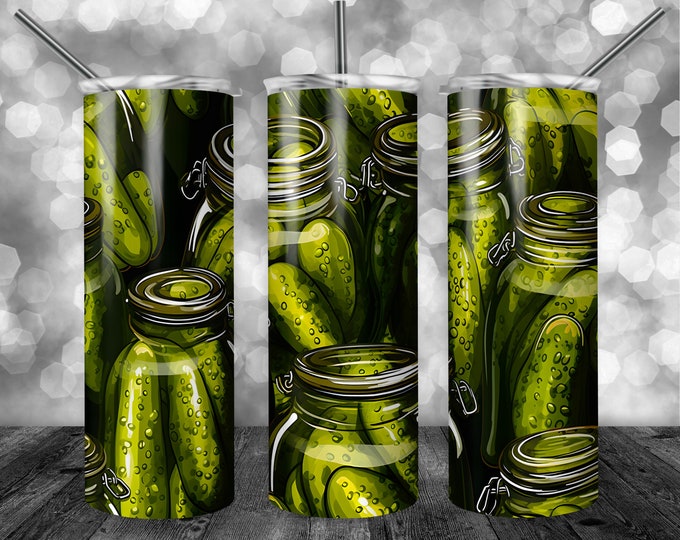 Pickle Jars | 20oz Sublimation Tumbler  | 9.3 x 8.2” Straight Skinny Tumbler Wrap | PNG Digital Download | Sublimation -