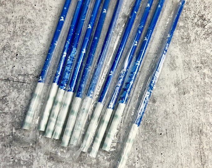 10 Plastic Reusable Drinking Straws - 9" - Party - Entertaining - Christmas - Holiday -