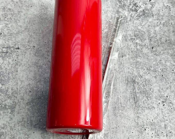 CLEARANCE - 20 Oz Tumbler Blank Skinny Stainless Steel Double Wall With Lid And Straw - 20 oz - Red - Powder Coated - Custom Powder Coated