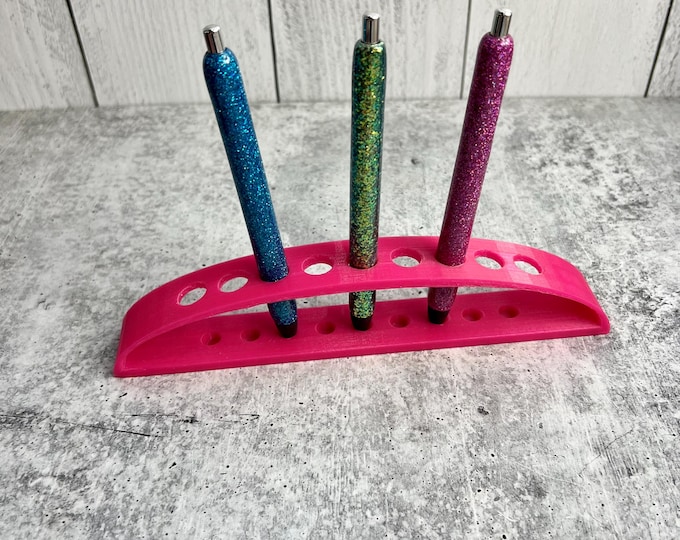 Glitter Pen Stand - Holds 9 Pens - Pink