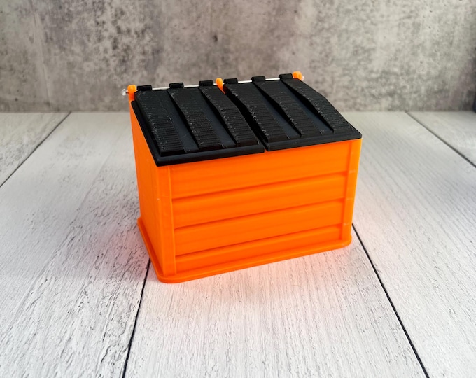 Mini Desktop Dumpster / Waste Bin - Stash - Holder - Craft Room Organizer - Orange
