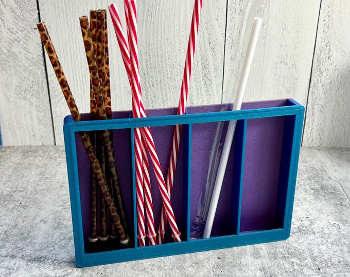3D Printed Straw Organizer - Straw Holder - Kitchen Organizer -- Glitter