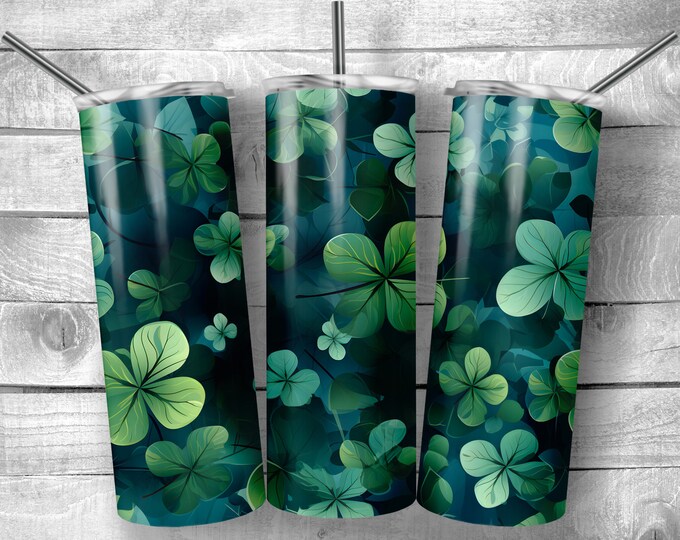 Clover | 20oz Sublimation Tumbler  | 9.3 x 8.2” Straight Skinny Tumbler Wrap | PNG Digital Download | Sublimation - - St Patricks Day
