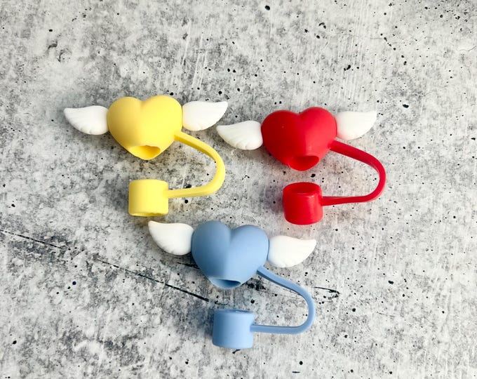Set of 3 Heart Straw Toppers - 10MM Straws - Cute Straw Topper