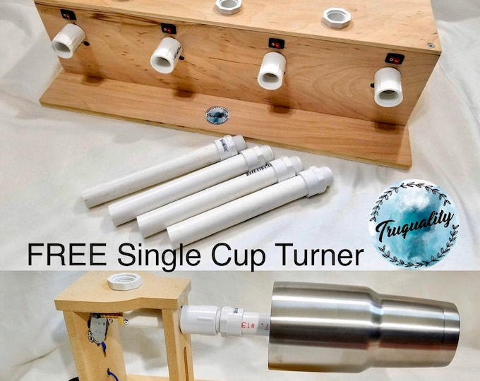 LIMITED TIME DEAL - Four Cup Turner with Drying Rack and Cooling Fan - 5-6 rpm motors << Free single cup turner >>