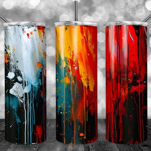 Paint Splatter Pattern, Dark | 20oz Sublimation Tumbler  | 9.3 x 8.2” Straight Skinny Tumbler Wrap | PNG Digital Download | Sublimation