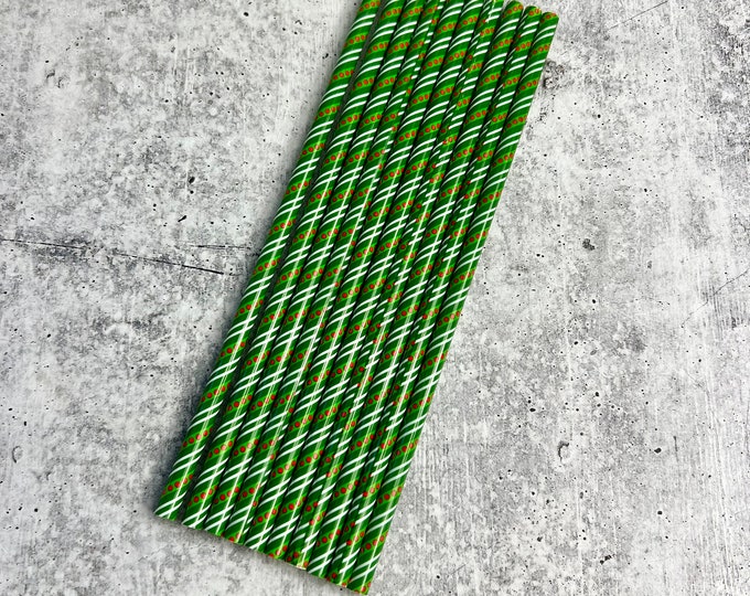 10 Plastic Reusable Drinking Straws - 9" - Party - Entertaining - Christmas - Holiday -