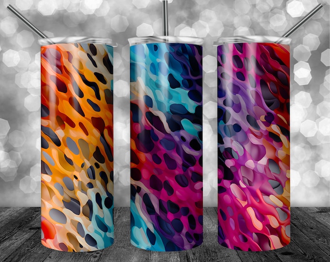 Rainbow Leopard Print Pattern | 20oz Sublimation Tumbler  | 9.3 x 8.2” Straight Skinny Tumbler Wrap | PNG Digital Download | Sublimation