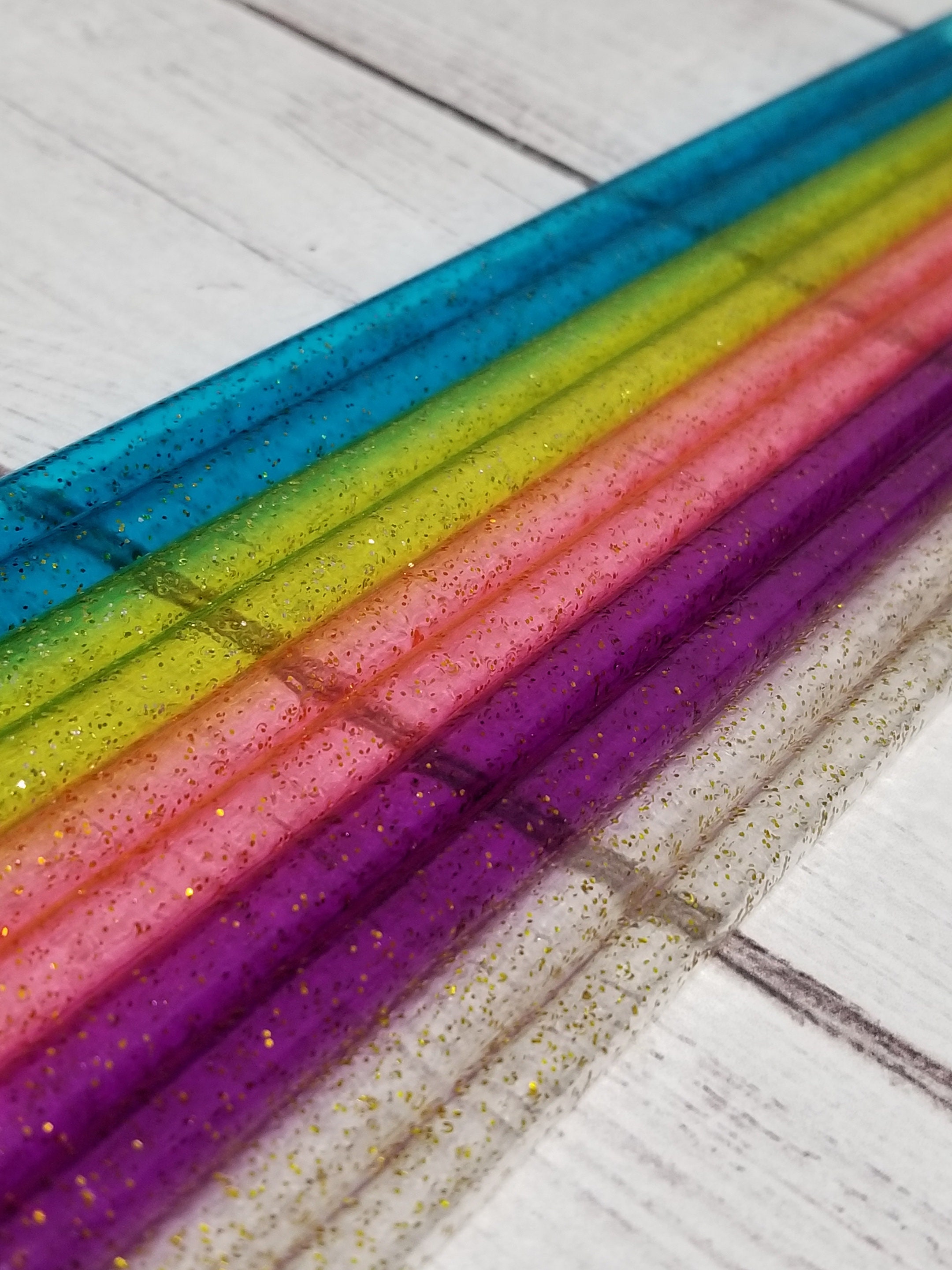 10 Plastic Glitter Drinking Straws Assorted Colors Party Entertaining