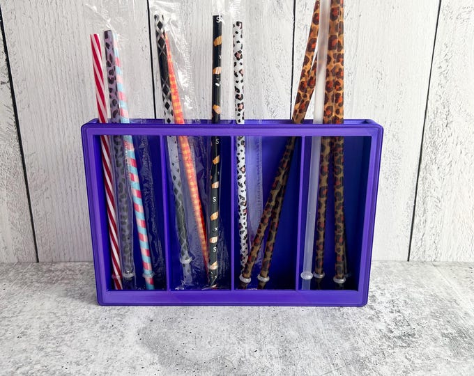 SCRATCH & DENT - 3D Printed Straw Organizer - Straw Holder - Kitchen Organizer -- PURPLE