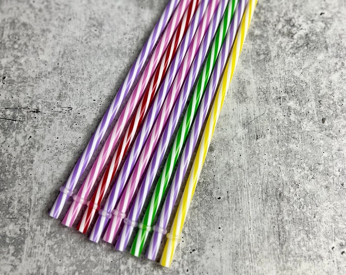 9 Plastic Reusable Drinking Straws - Assorted Colors - Party - Entertaining - P2