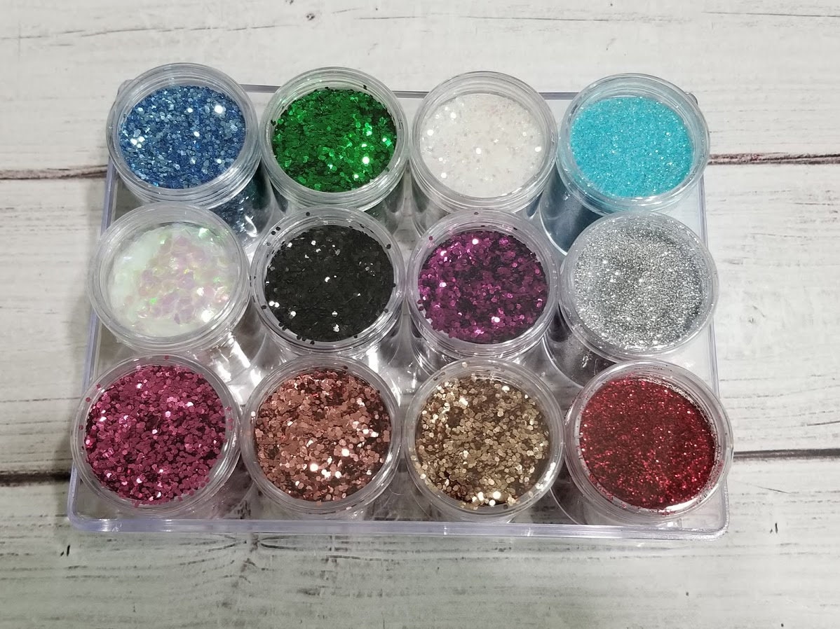 Glitter Sample Set with storage container Set of 12 glitters Etsy