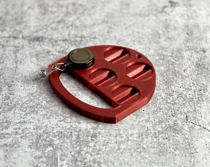 UV Badge Reel Holder - Glitter Badge Reel - Epoxy Badge Reel - Red
