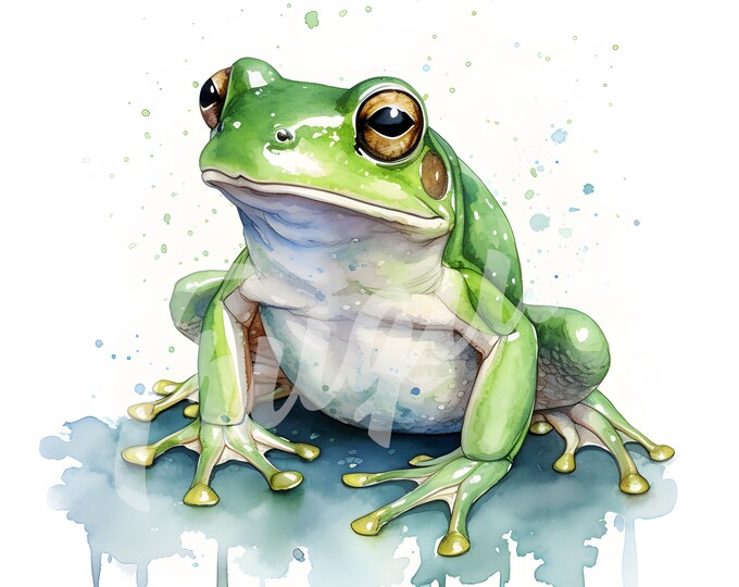 Watercolor Frog JPG, Frog Clipart - Printable Clipart, High Quality JPG Download
