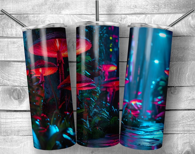 Mushroom | 20oz Sublimation Tumbler  | 9.3 x 8.2” Straight Skinny Tumbler Wrap | PNG Digital Download | Sublimation