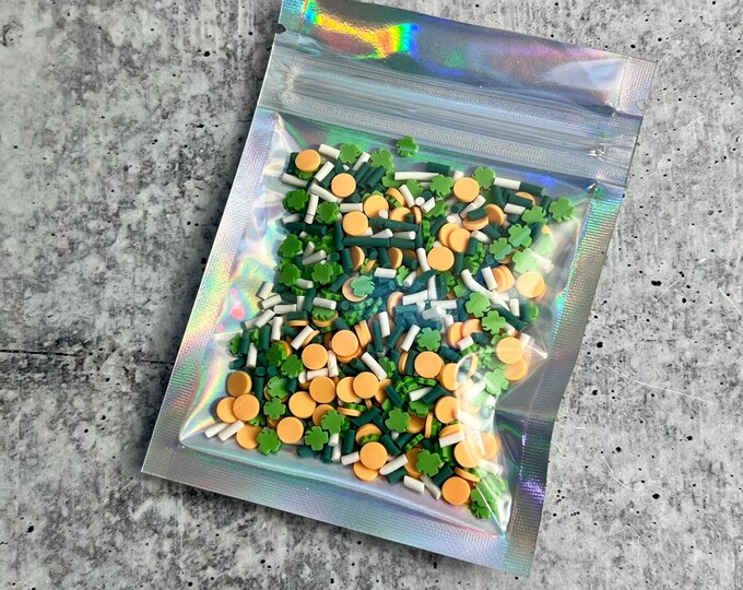Clover / Shamrock Sprinkle Polymer Clay Pieces - 1 oz or 1/2 oz - St Patricks Day - Spring - Slime