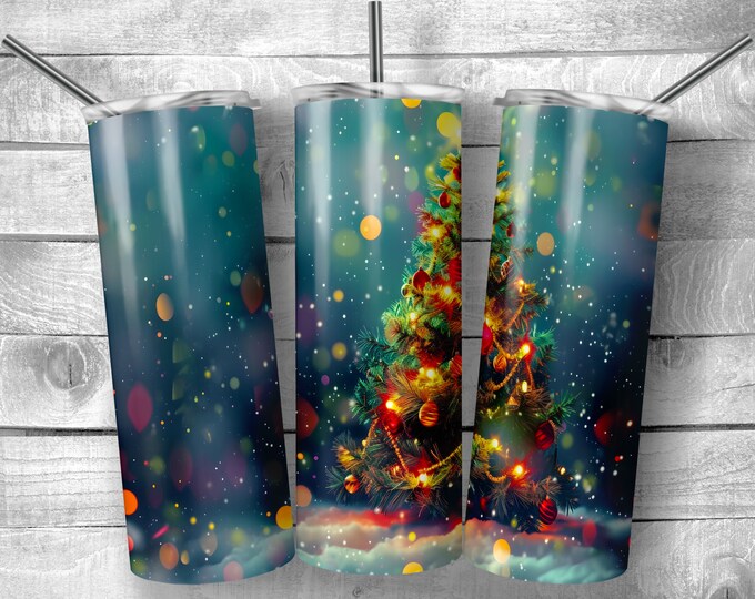 Christmas Tree | 20oz Sublimation Tumbler  | 9.3 x 8.2” Straight Skinny Tumbler Wrap | PNG Digital Download | Sublimation |