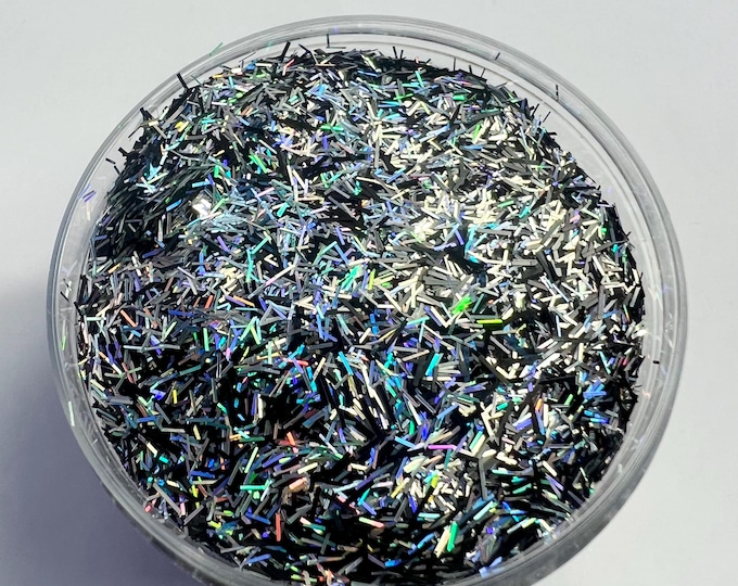 CLEARANCE - Silver Black Tinsel Glitter - 1 oz