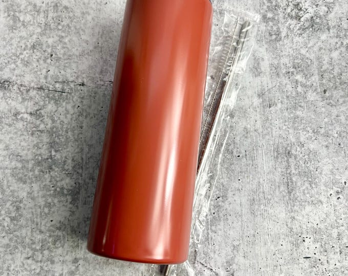CLEARANCE - 20 Oz Tumbler Blank Skinny Stainless Steel Double Wall With Lid And Straw - 20 oz - Brown - Custom Powder Coated