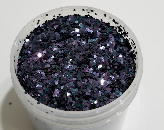 JUNE CLEARANCE - Holographic Black Glitter Mix - Available in 1/2 oz, 1 oz