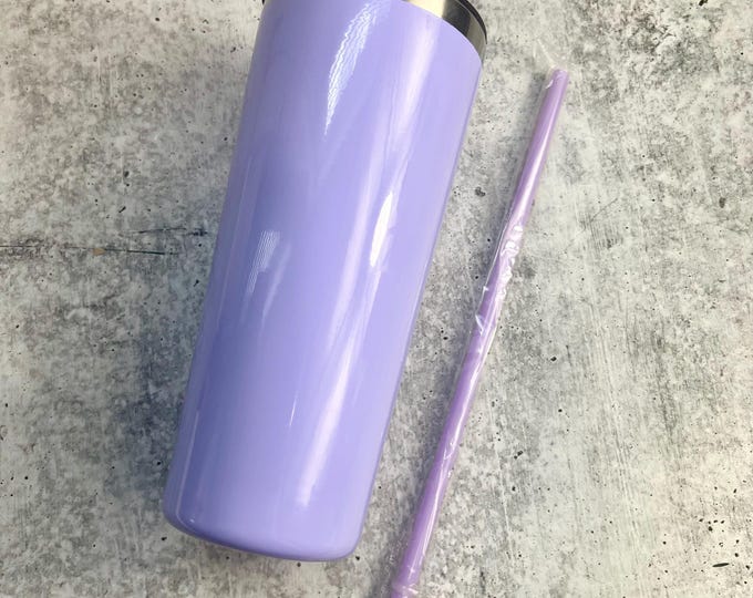 CLEARANCE - 22 Oz Tumbler Blank Stainless Steel Double Wall With Lid And Straw - 22 oz - Purple - Powder Coated - Custom Powder Coated