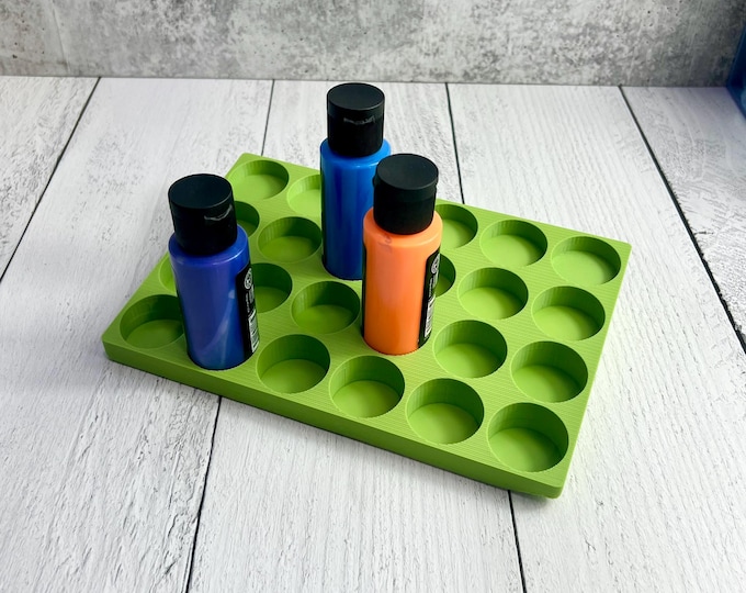 SCRATCH & DENT - 3D Printed Paint Bottle Holder - Holds Twenty Four 2 oz Paint Bottles - Green