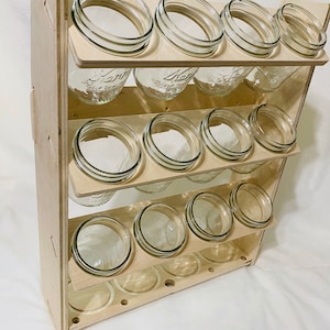 Wall Mounted Mason Jar Holder - 12 Count - Craft Room Storage - Organizer