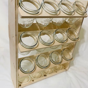 Wall Mounted Mason Jar Holder - 12 Count - Craft Room Storage - Organizer