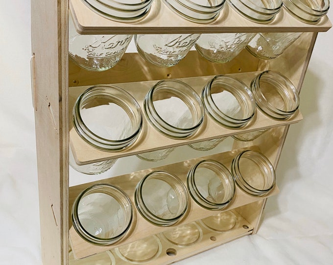 Wall Mounted Mason Jar Holder - 12 Count - Craft Room Storage - Organizer