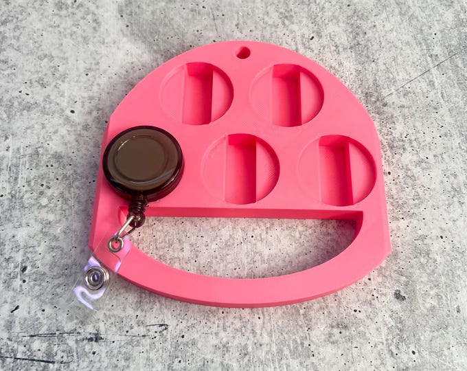 UV Badge Reel Holder - Glitter Badge Reel - Epoxy Badge Reel - Pink