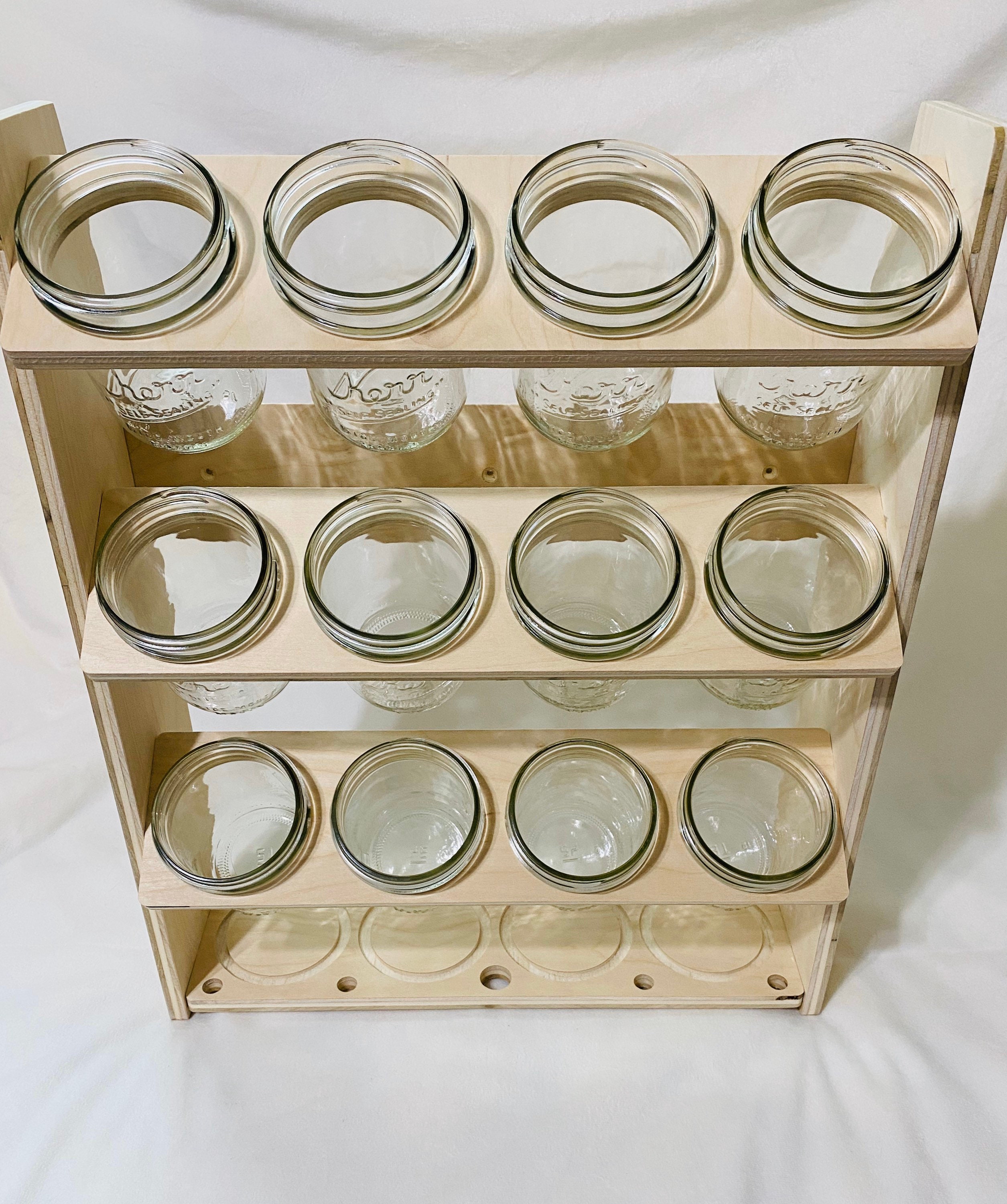 Wall Mounted Mason Jar Holder - 12 Count - Craft Room Storage - Organizer