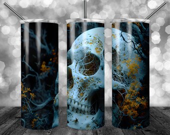 Spooky Skull | 20oz Sublimation Tumbler  | 9.3 x 8.2” Straight Skinny Tumbler Wrap | PNG Digital Download | Sublimation