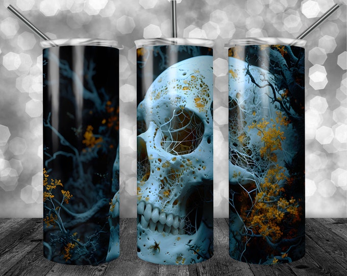 Spooky Skull | 20oz Sublimation Tumbler  | 9.3 x 8.2” Straight Skinny Tumbler Wrap | PNG Digital Download | Sublimation