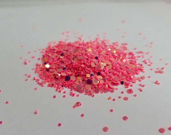 JUNE CLEARANCE - Pink Holographic Dots - Available in 1 or 2 oz